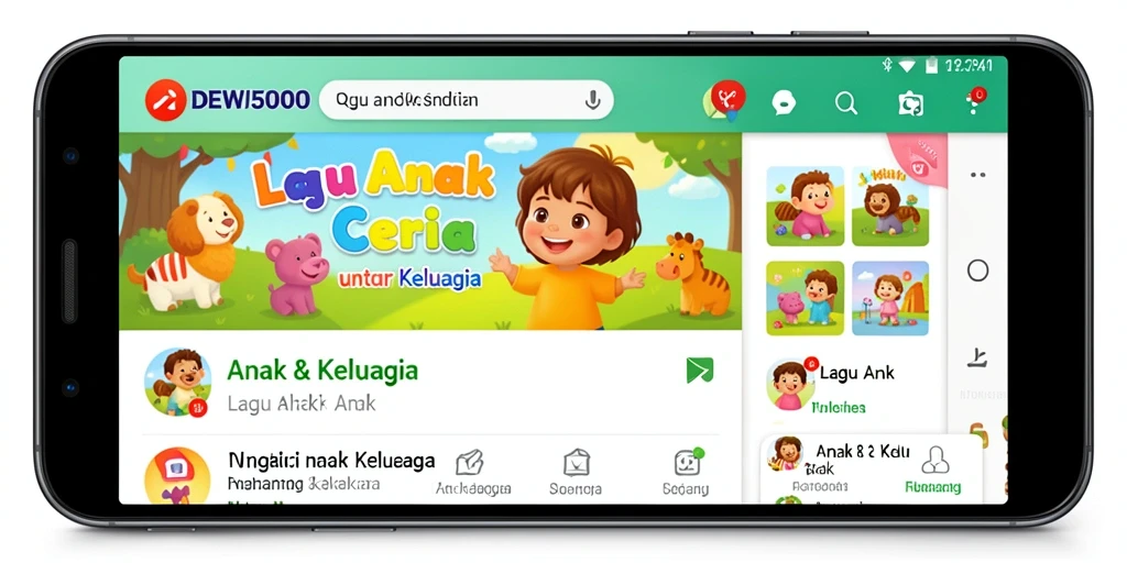 Antarmuka DEWI5000 menampilkan berbagai lagu anak yang ceria.