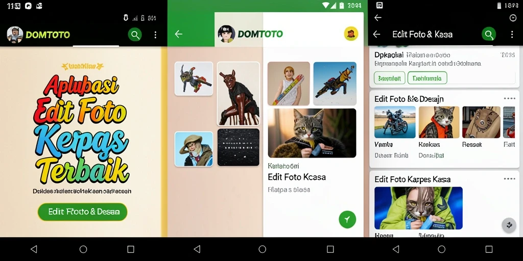 Antarmuka DOMTOTO dengan fitur editing foto kertas kaca yang menarik.