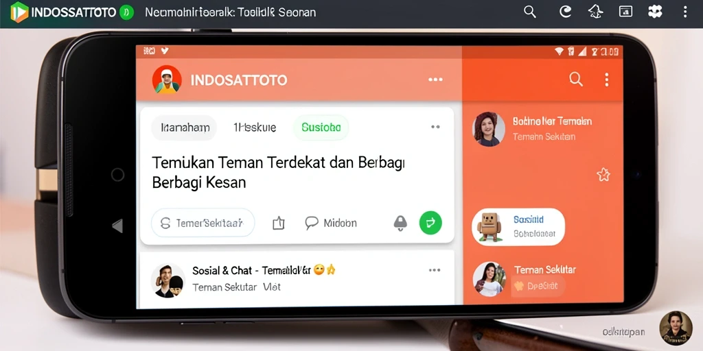 Tampilan utama INDOSATTOTO dengan fitur Teman Sekitar yang menarik.