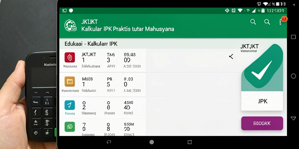 Tampilan antarmuka aplikasi JKTJKT untuk Kalkulator IPK yang sederhana.