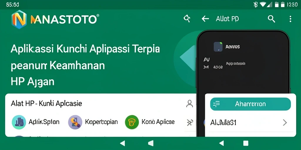 Screenshot tampilan antarmuka aplikasi NANASTOTO dengan fitur kunci aplikasi.