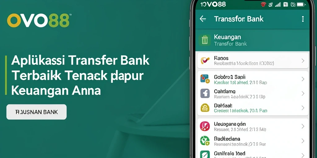 Screenshot utama OVO88 menampilkan antarmuka aplikasi Transfer Bank yang menarik.