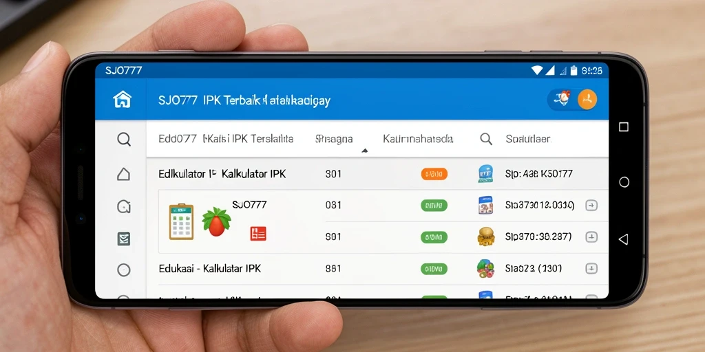 Tampilan antarmuka aplikasi Kalkulator IPK SJO777 yang intuitif.